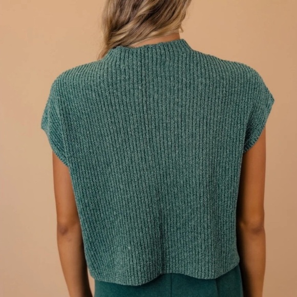 NWT Free People FP Beach Freya Short Sleeve Sweater Emerald Spell Green Size M - Picture 6 of 11